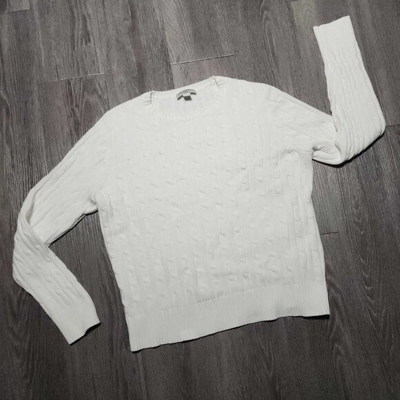 Vintage 90s Coastal Grandma white crew neck cable knit sweater from St Johns Bay - Picture 4 of 8